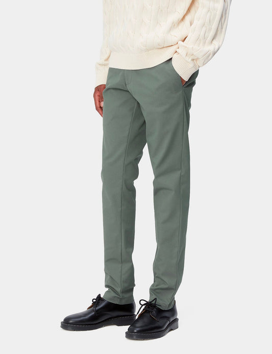 Sid Pant Chino Trousers - Park Green Rinsed