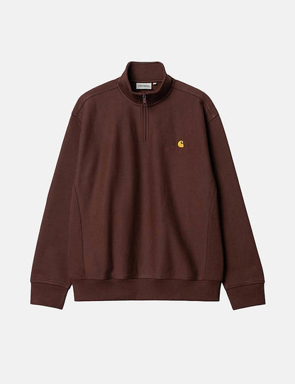 Half Zip American Script Sweatshirt - Ale Brown