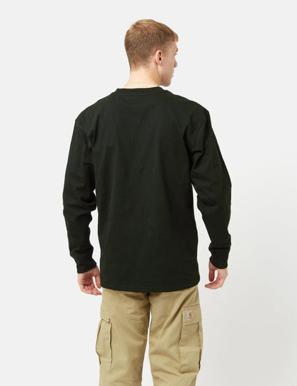 American Script Long Sleeve T-Shirt - Dark Cedar Green