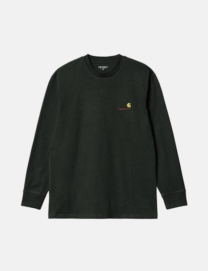 American Script Long Sleeve T-Shirt - Dark Cedar Green