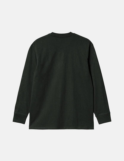 American Script Long Sleeve T-Shirt - Dark Cedar Green