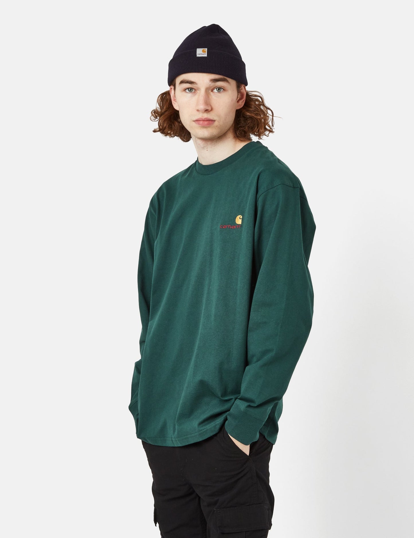 American Script Long Sleeve T-Shirt (Organic) - Botanic Green