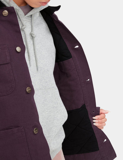 Womens Irving Coat - Dark Plum/Black