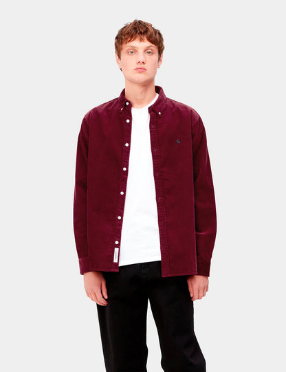 Madison Cord Shirt - Corvina Burgundy/Black