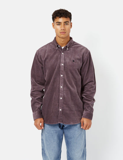 Madison Cord Shirt - Misty Thistle Pink/Black