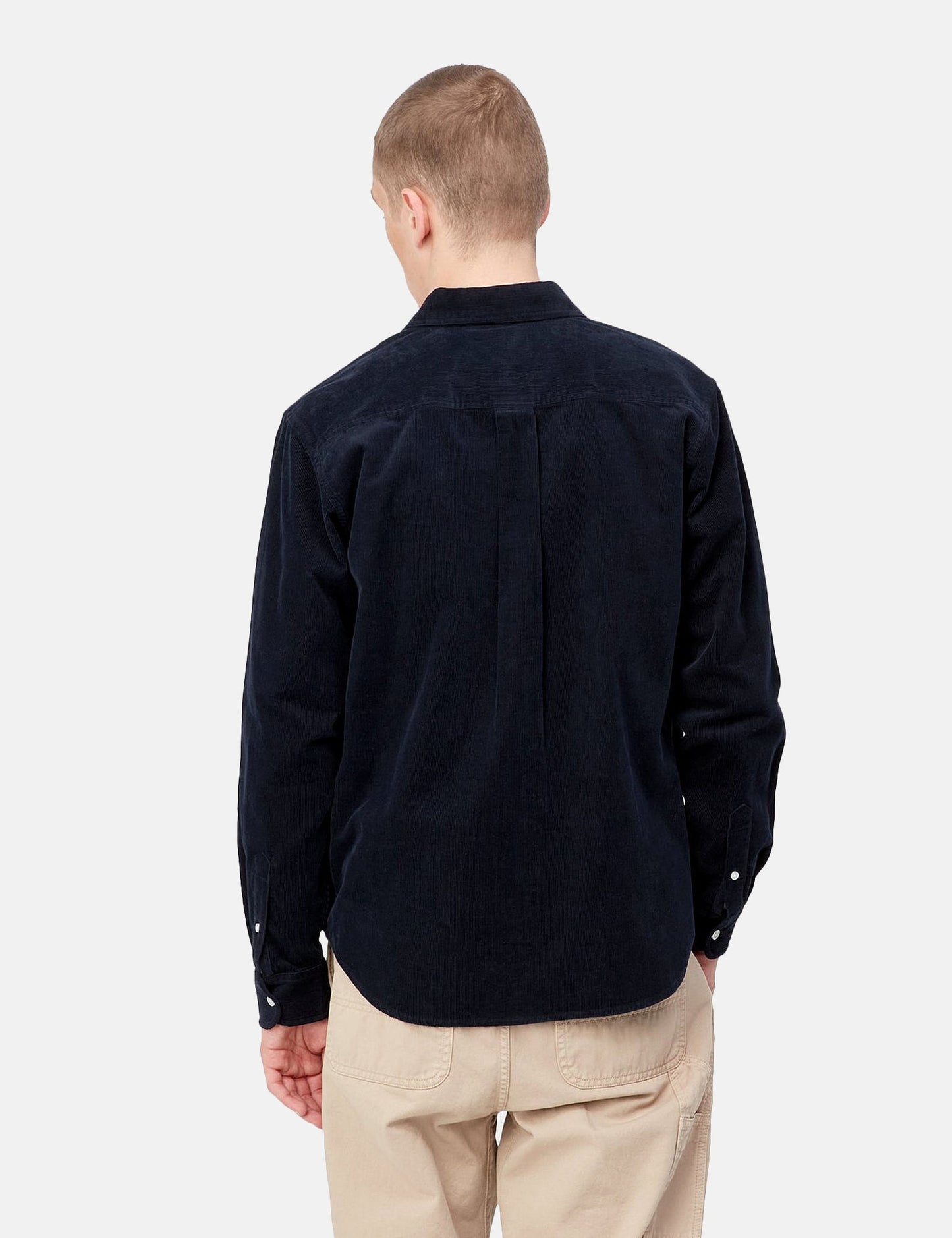 Madison Shirt (Fine Cord) - Dark Navy Blue/White