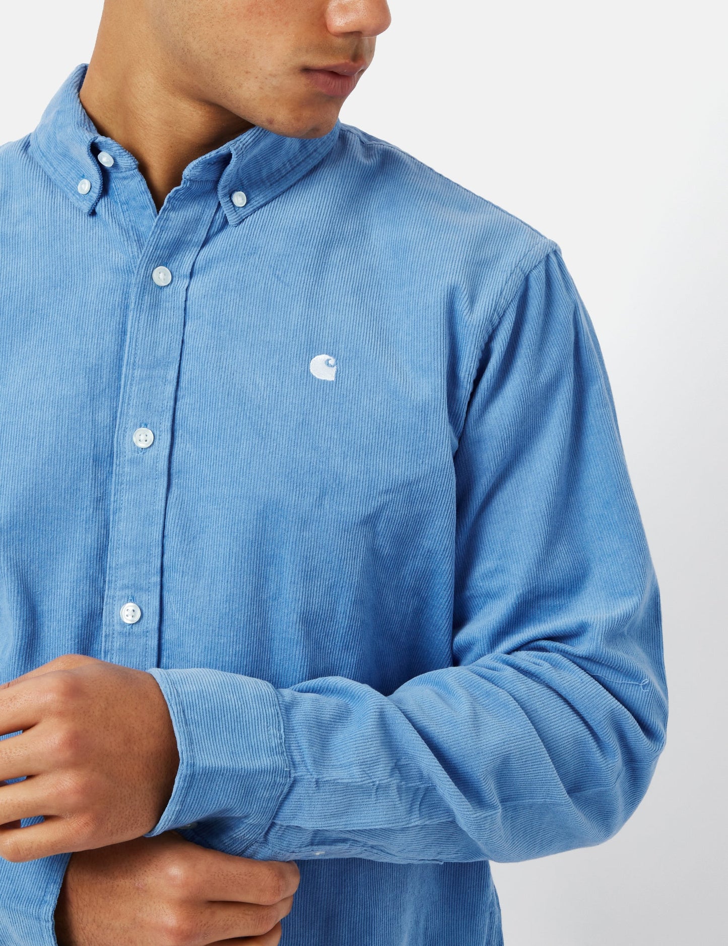 Madison Shirt (Fine Cord) - Piscine Blue/White