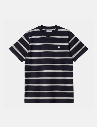 Glover Stripe T-Shirt - Dark Navy Blue/Wax/Wax