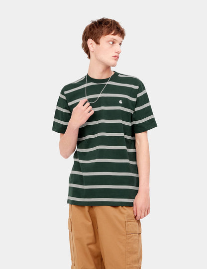 Glover Stripe T-Shirt - Juniper Green/Wax/Wax