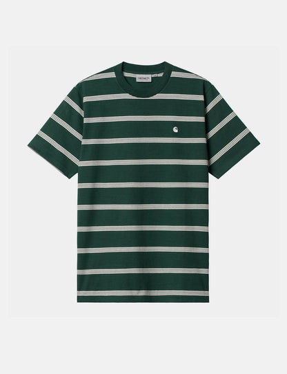 Glover Stripe T-Shirt - Juniper Green/Wax/Wax