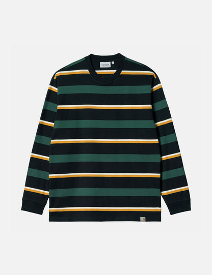 Bowman Stripe Long Sleeve T-Shirt - Juniper Green