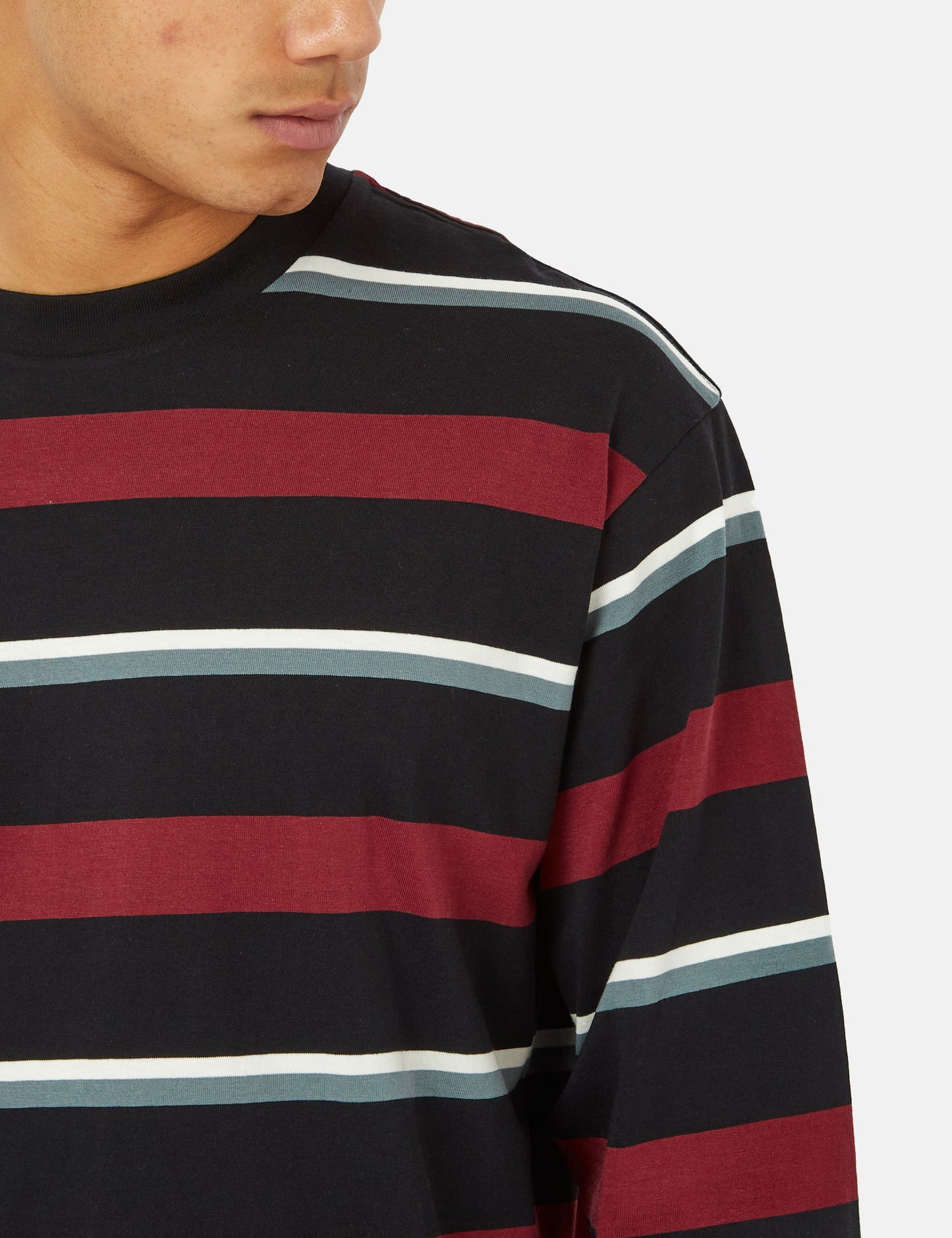 Bowman Stripe Long Sleeve T-Shirt - Corvina Burgundy