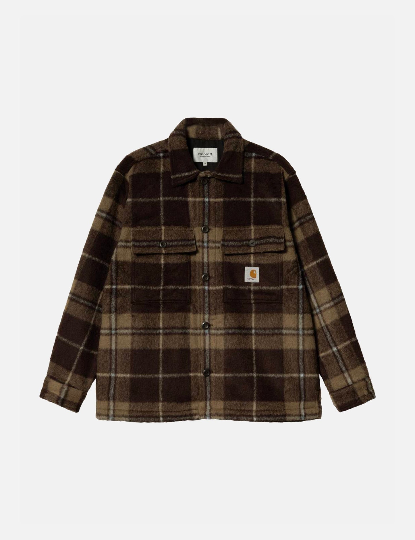 Manning Check Overshirt - Dark Umber Brown/Leather