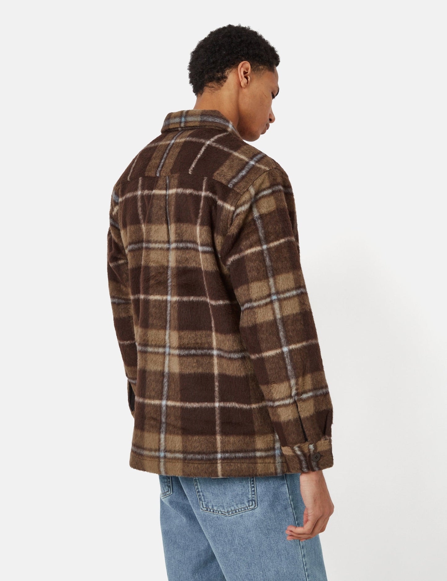 Manning Check Overshirt - Dark Umber Brown/Leather