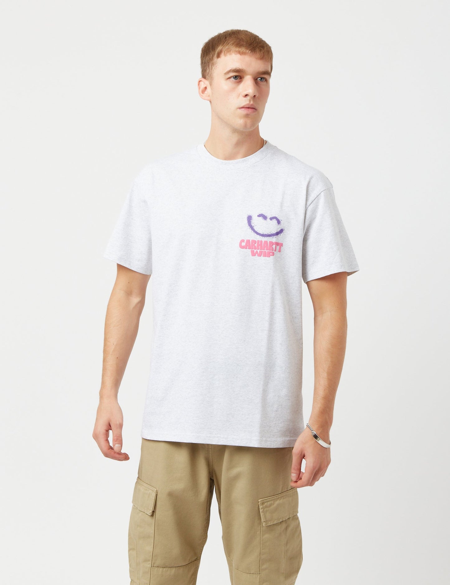 Happy Script T-Shirt - Ash Heather Grey