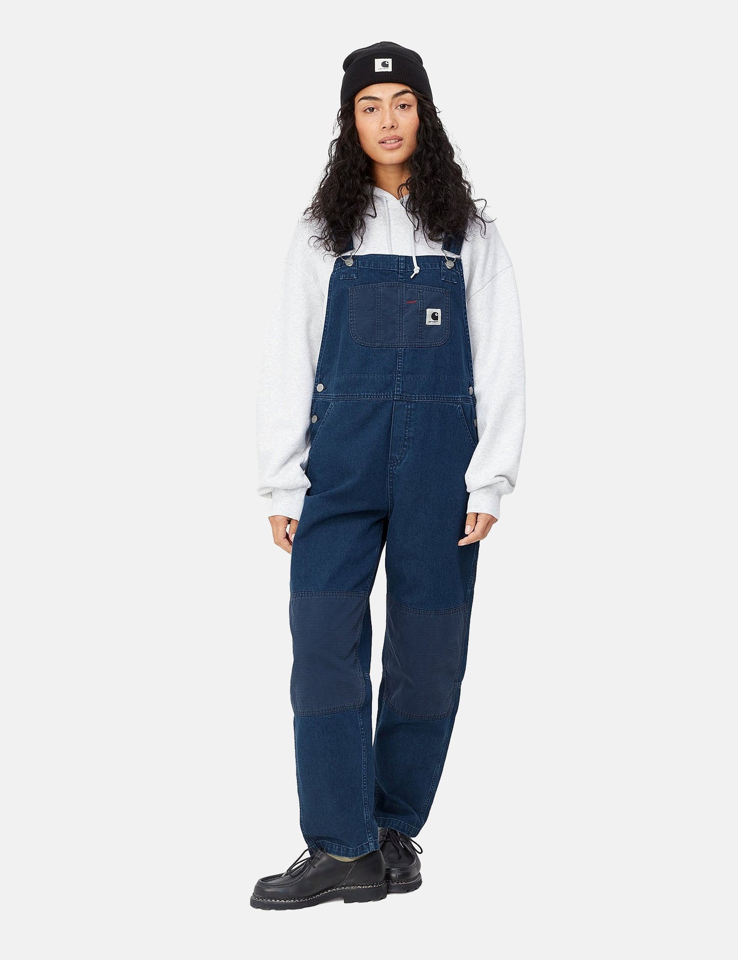 Womens Alma Bib Denim Overall (Loose) - Blue Stone Washed