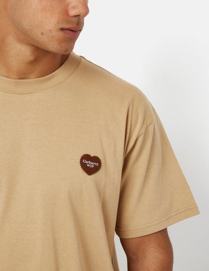 Double Heart T-Shirt (Organic) - Dusty Hamilton Brown