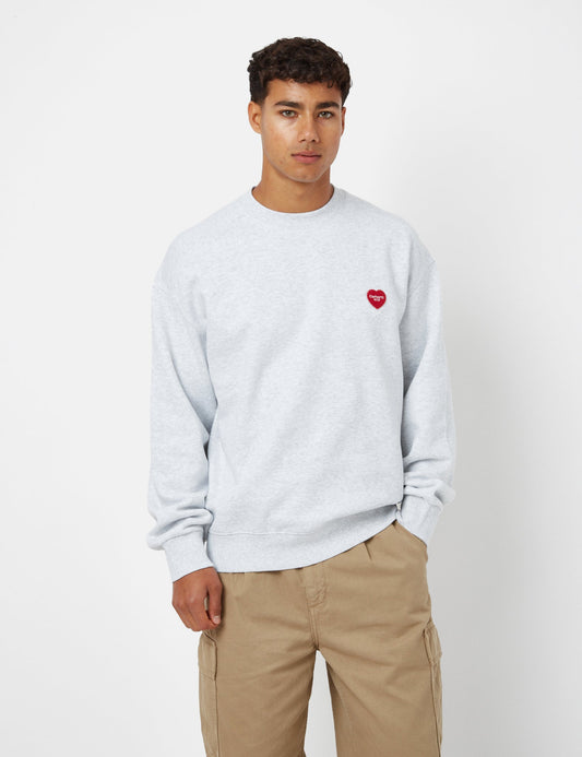 Heart Patch Sweatshirt - Ash Heather Grey