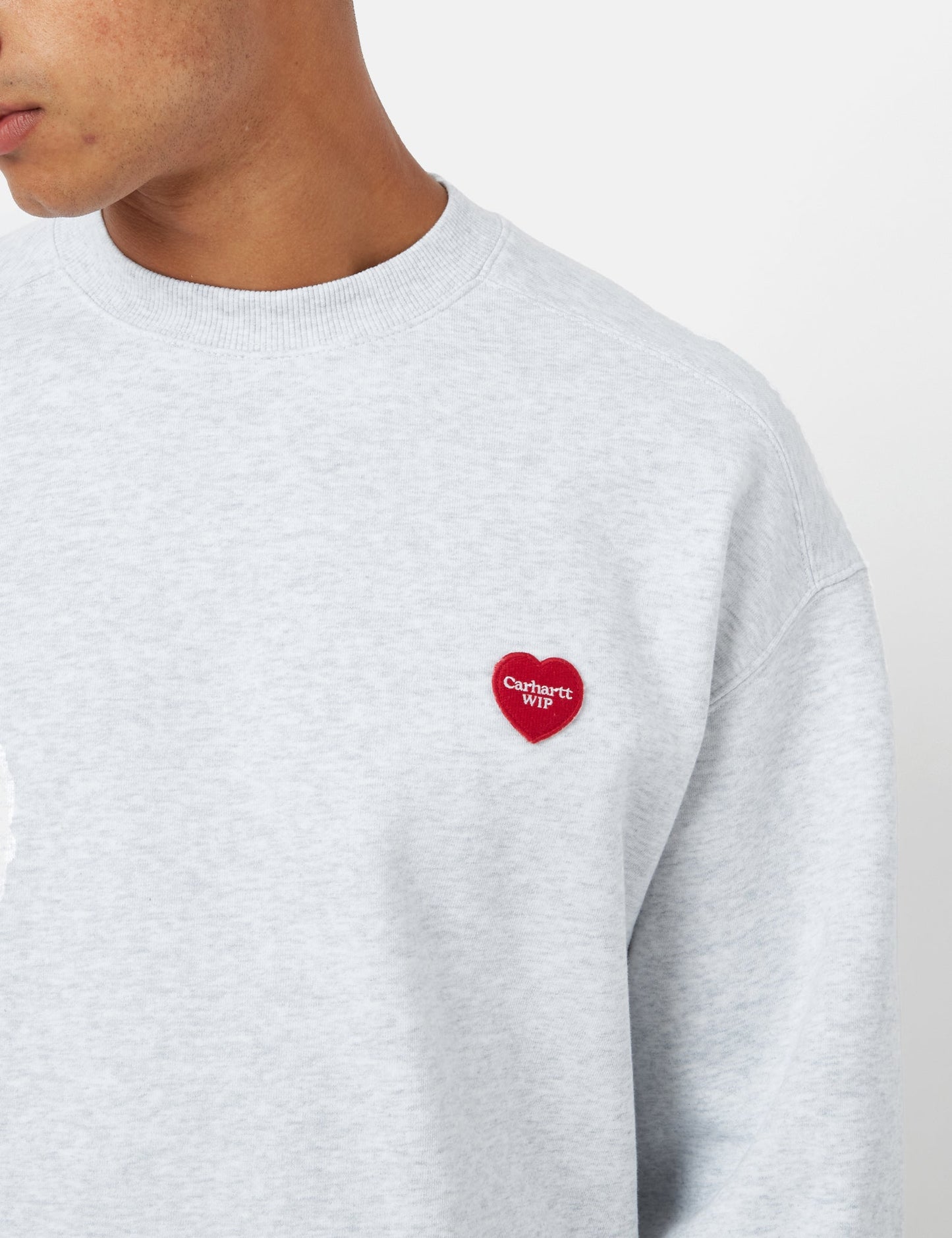 Heart Patch Sweatshirt - Ash Heather Grey