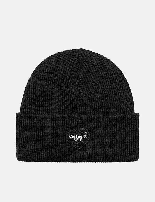 Heart Beanie Hat - Black