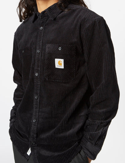 Rhodes Long Sleeve Shirt (Loose, Corduroy) - Black