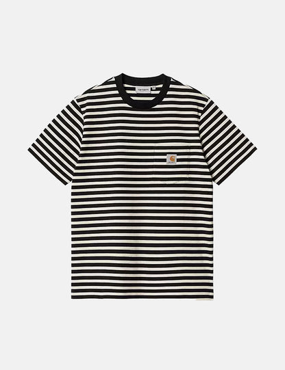 Seidler Pocket T-Shirt (Seidler Stripe) - Salt Grey/Black