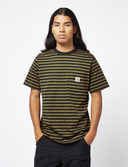 Seidler Pocket T-Shirt (Seidler Stripe) - Highland Green/Black