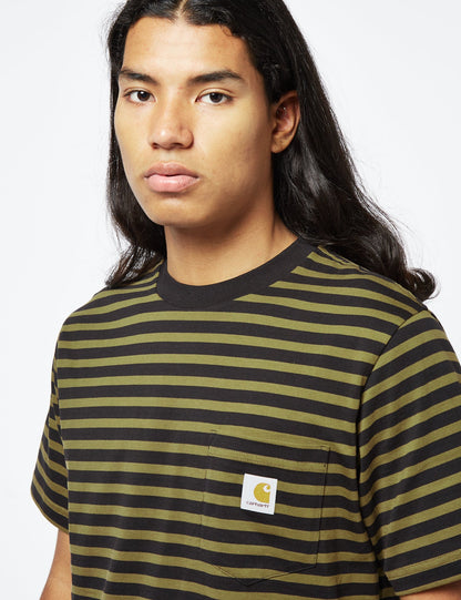 Seidler Pocket T-Shirt (Seidler Stripe) - Highland Green/Black