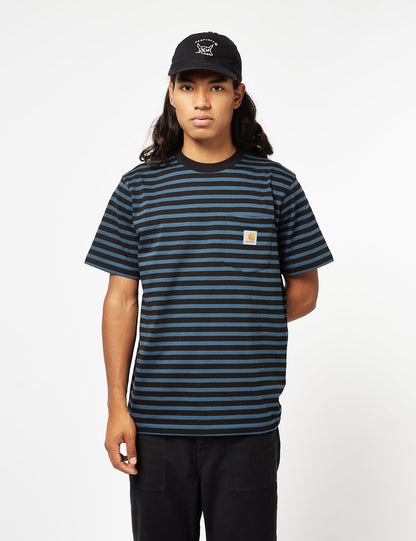 Seidler Pocket T-Shirt (Seidler Stripe) - Squid Dark Blue/Black