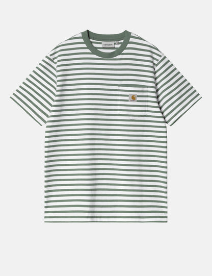 Seidler Stripe Pocket T-Shirt - Park Green/White