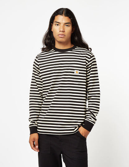 Seidler Pocket Long Sleeve T-Shirt (Seidler Stripe) - Salt Grey/Black