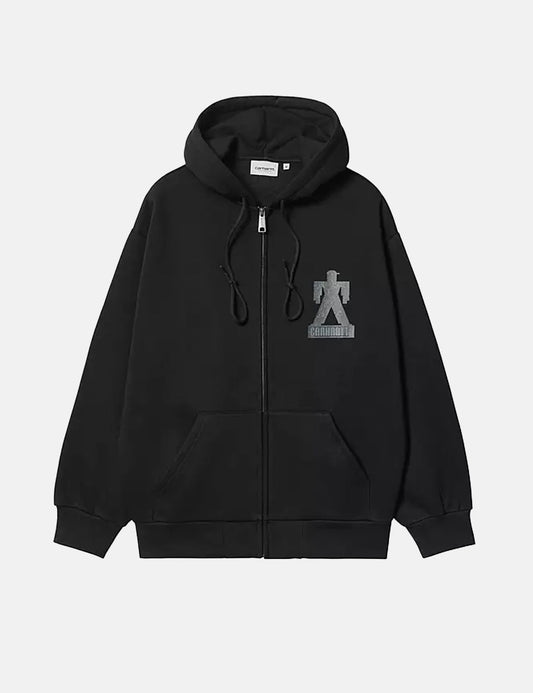 Hooded Built Sweat Jacket - Black