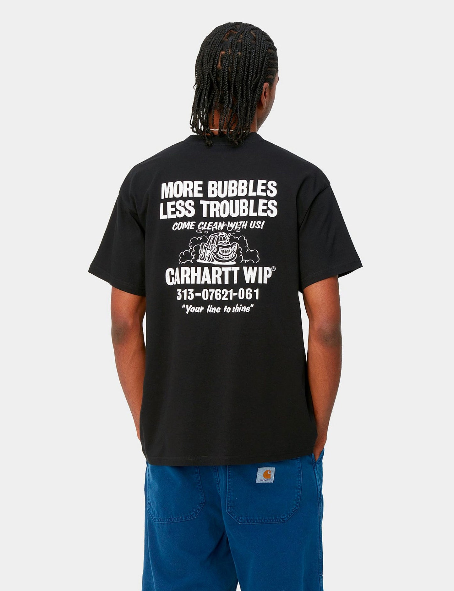 Less Troubles T-Shirt (Loose) - Black/White