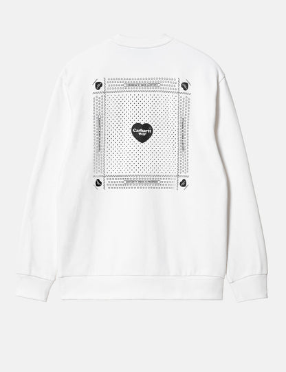 Heart Bandana Sweatshirt (Loose) - White