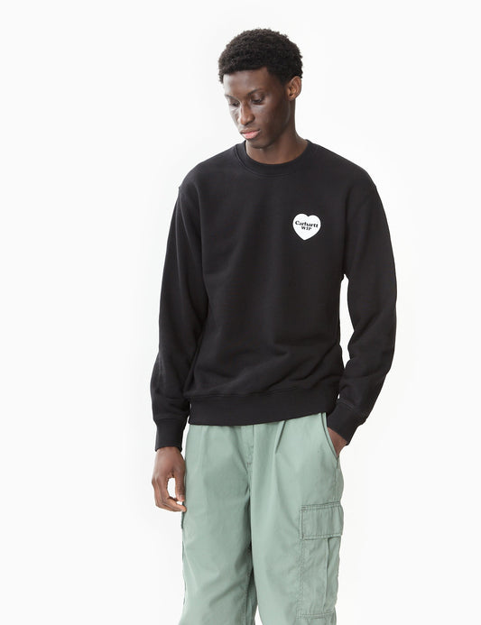 Heart Bandana Sweatshirt (Loose) - Black